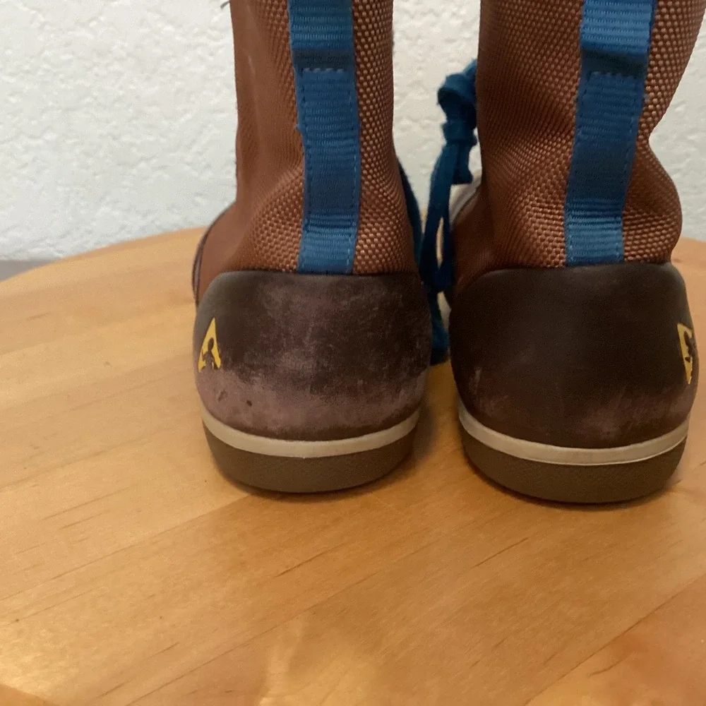 Plae Noel Waterproof Boots Kids Size 12 Brown Blue Leather eVent‎ Winter Shoes